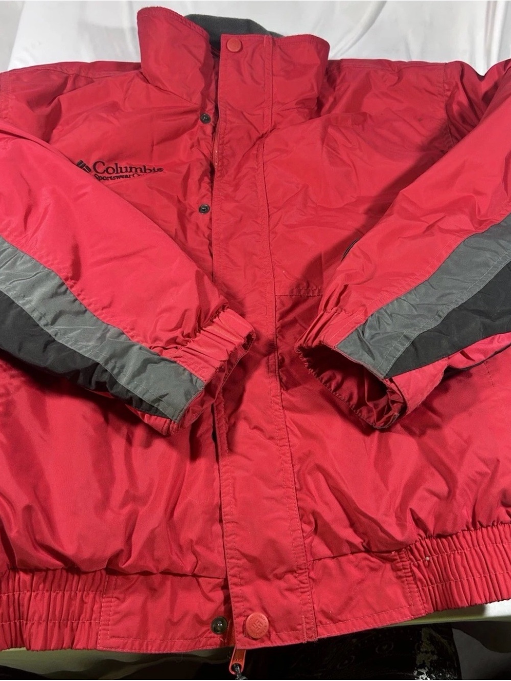 VTG Columbia Sportswear Jacket Mens Small Red Fleece Lined Bomber Coat 90s